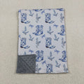 BLUE WESTERN & BOW BLANKET